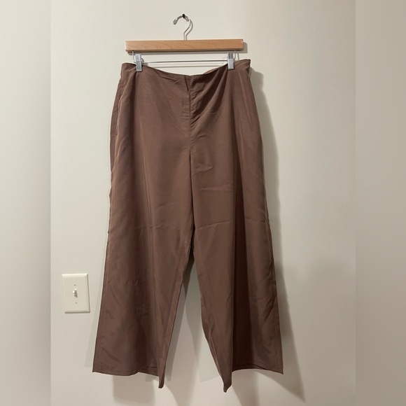 J. Jill Brown Cropped Modal Blend Casual Soft Wide Leg Pants Size Large - Picture 3 of 9